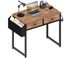 Dailygoods- Computerbureau Klein 81 cm - Bureautafel met 2 Lades - Rustiek Bruin - Studiewerk Tafel - Geschikt voor Kleine Ruimtes - Veiligheidswaarschuwing bij Gebruik - Schrijftafel