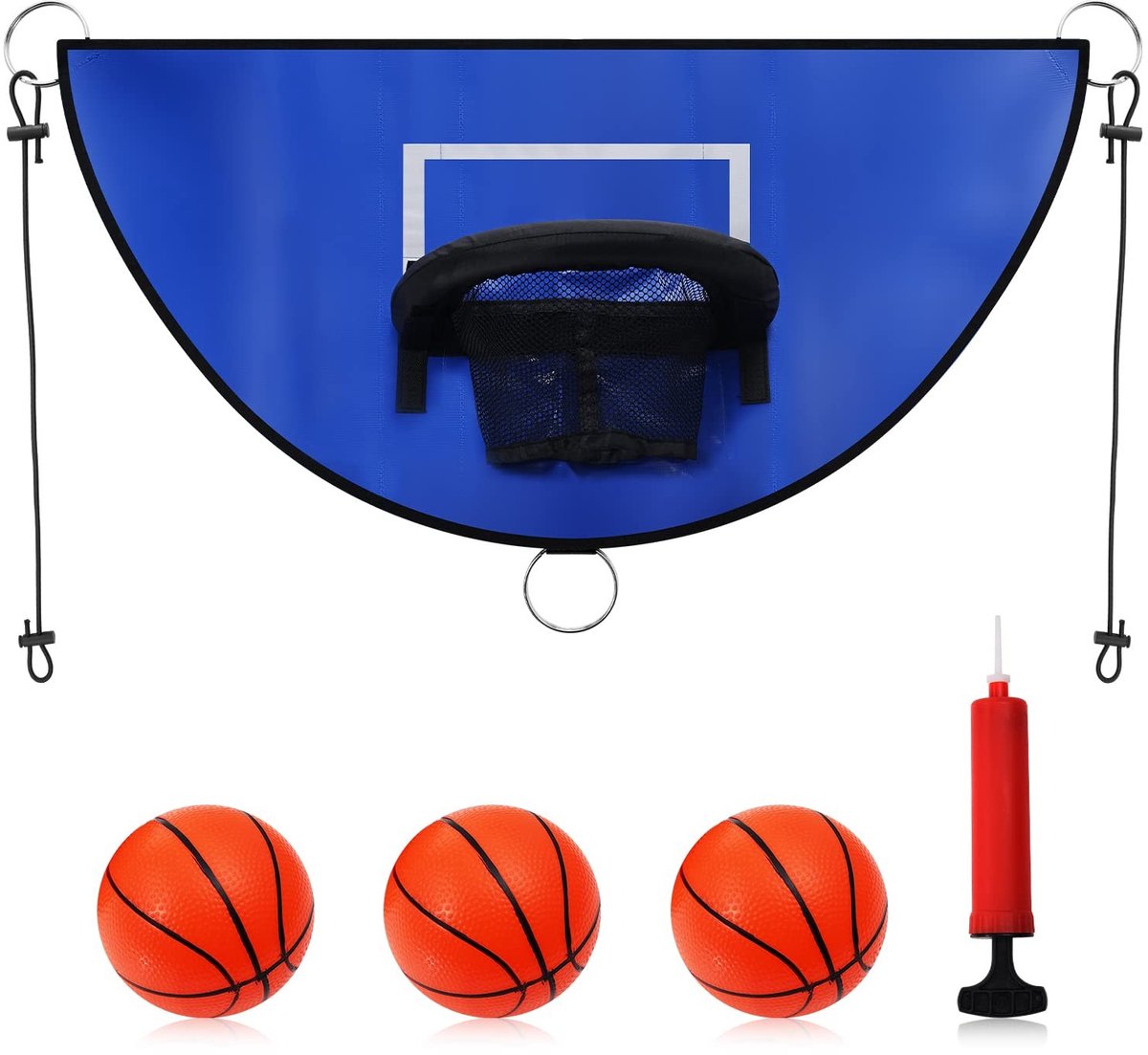 Dailygoods- Trampoline met Basketbalstandaard - Trampoline Accessoire - Mini-Basketbal - Binnen/Buiten Gebruik - PVC-Materiaal - Achterwand 90 x 50 cm - Basketbalset