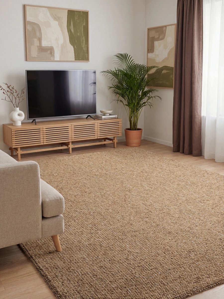 Elle Decoration - Rocco Wol look Vloerkleed - caramel / beige 80x150 cm