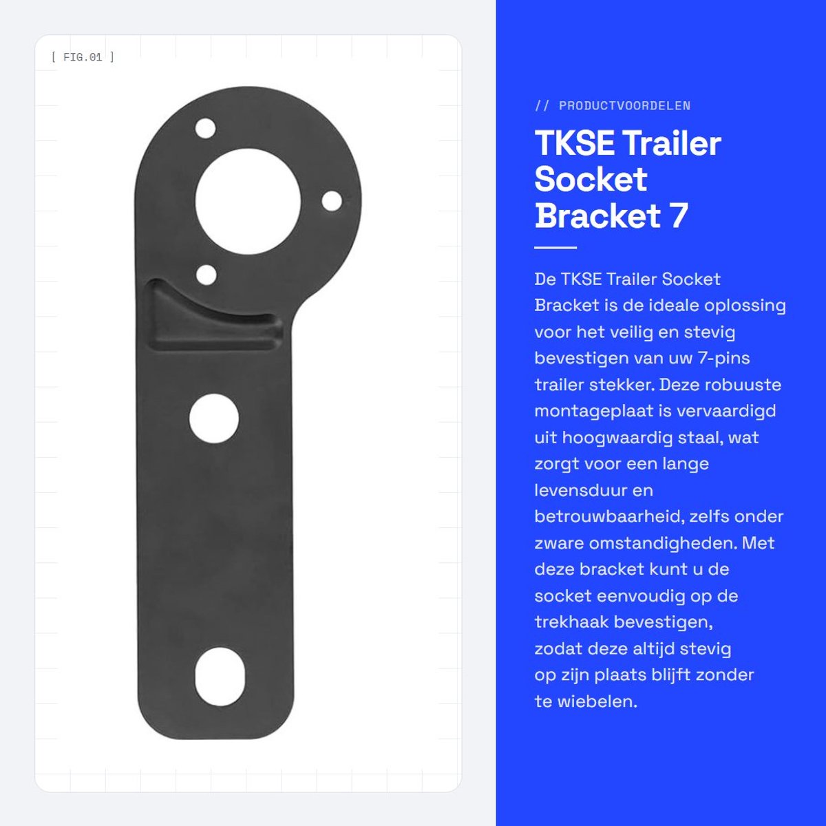 Dailygoods- Trailer Stekker Beugel - Stevige Stalen Houder - 7-Pins Aansluiting - Geschikt voor Aanhangwagens - Duurzaam en Schokbestendig - Inclusief Montagegaten - Trailerbeugel