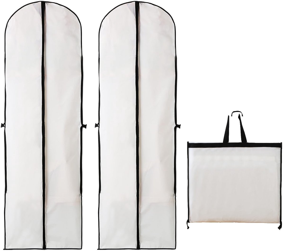 Dailygoods- Kledingzak Waterdicht - Kledinghoes - Bruidsjurk Houder - 2 Stuks - PEVA - 180 x 60 cm - Schokbestendig - Kostuumzak