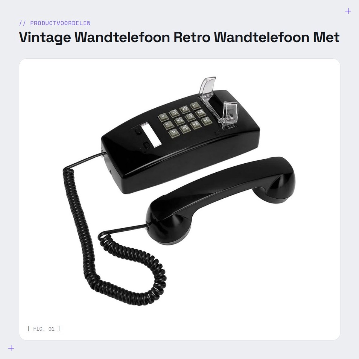 Dailygoods- Wandtelefoon Retro - Wandgemonteerde Telefoon - Volumeregelaar - Mechanische Gong - Weergave Telefoonnummer - Vintage Stijl - Huishoudtelefoon