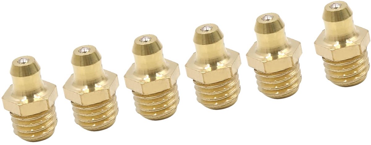 Dailygoods- Vetnippel Set van 6 - M10 Draad - Messing - Duurzaam - Anticorrosie - Slijtvast - Vetfitting