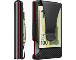 Northwall Carbon Pasjeshouder - Kaarthouder Pasjes met RFID Bescherming - Creditcardhouder met Geldclip - Ruimte voor 12 Pasjes & 10 Biljetten
