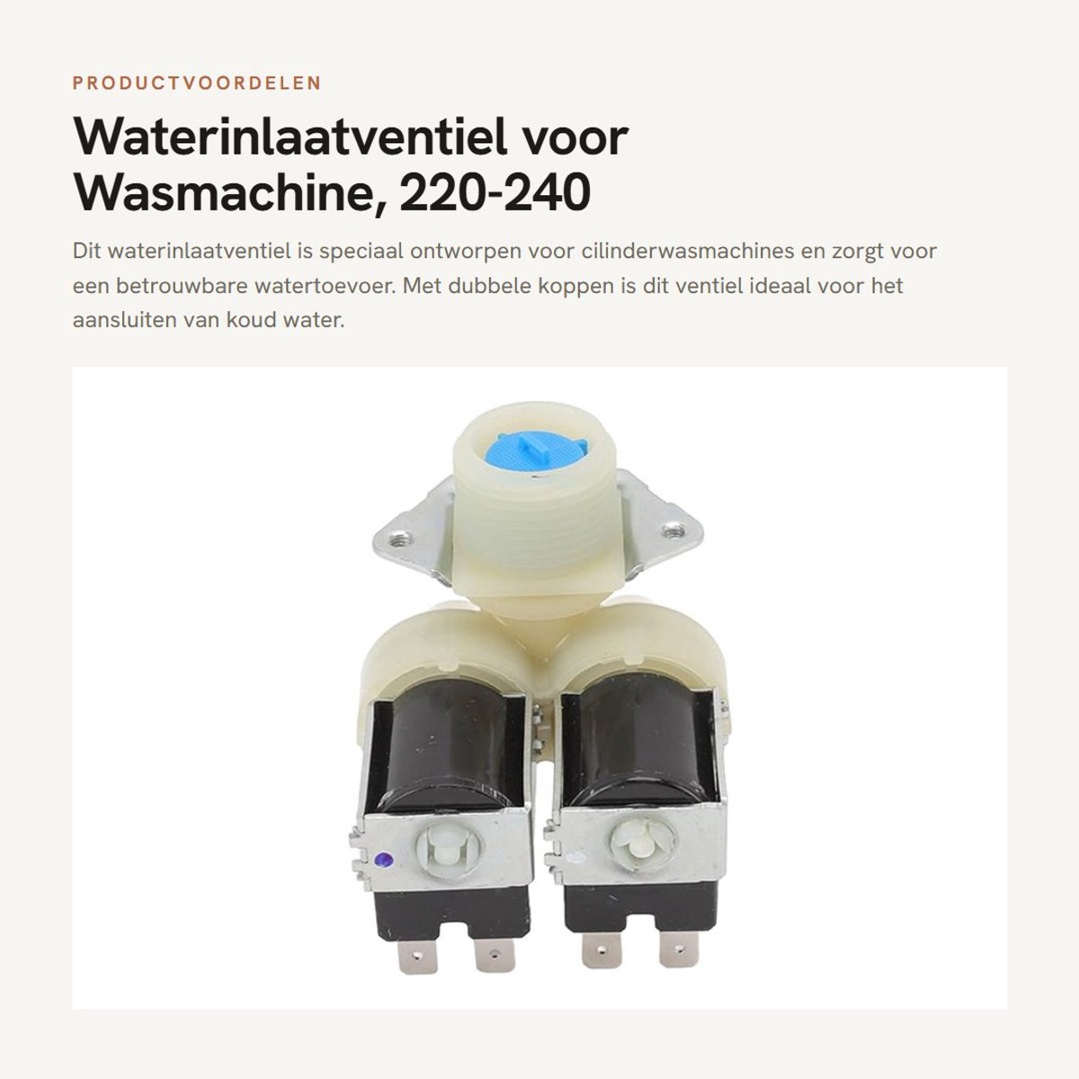 Dailygoods- Waterinlaatventiel Dubbele Koppen - Geschikt voor Wasmachines - 220-240 V - Hoogwaardig ABS - Duurzaam voor Langdurig Gebruik - Wasmachineklep