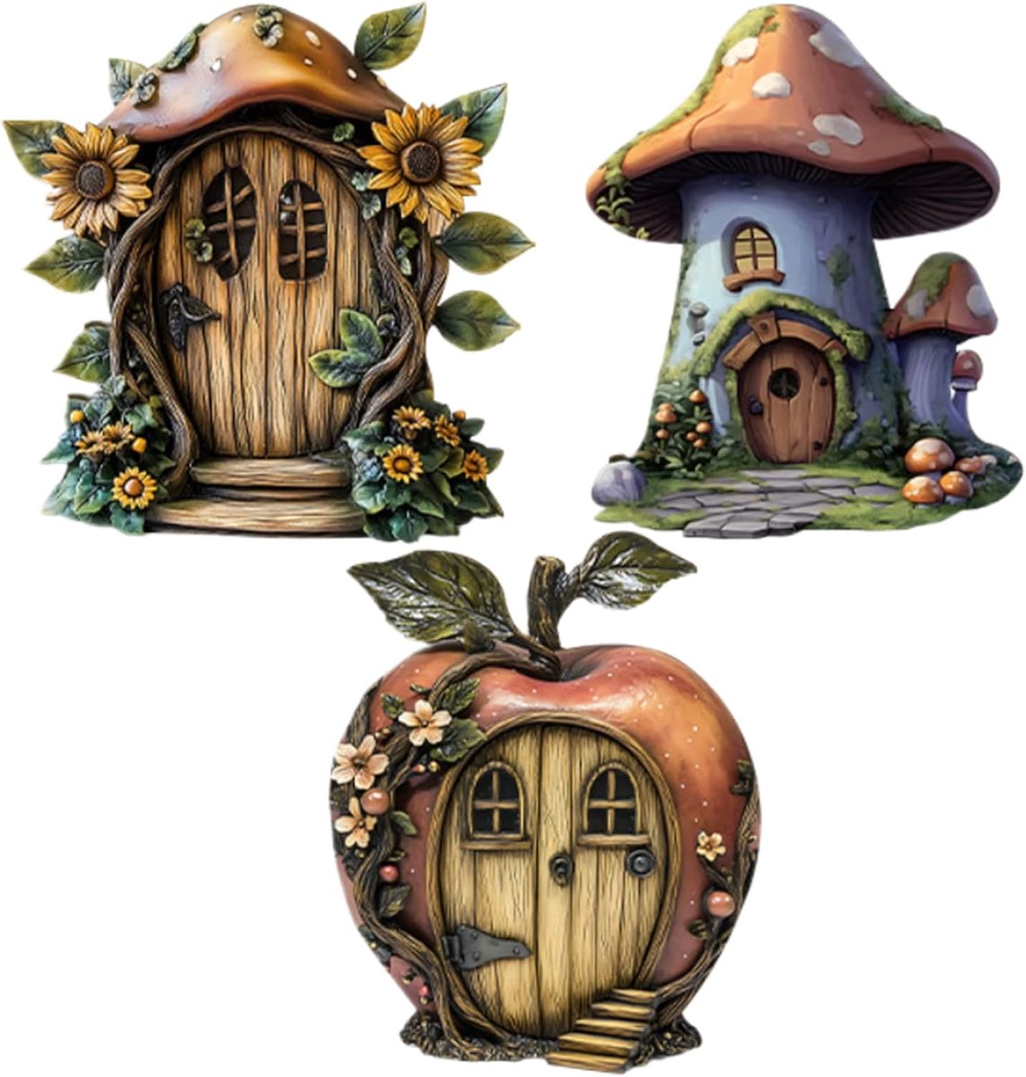 Miniatuur Huisje - Sprookjes Decoratie - Tuin Aankleden - Rustiek Houten Ontwerp - 32G Gewicht - Beige