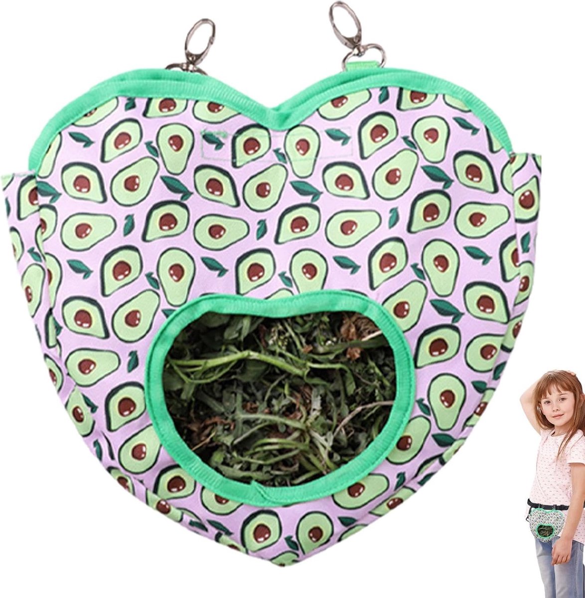 Hooitas Konijn - Voerdispenser Dieren - Netjes Voeren - Met Gespen - 30x24cm - Avocado
