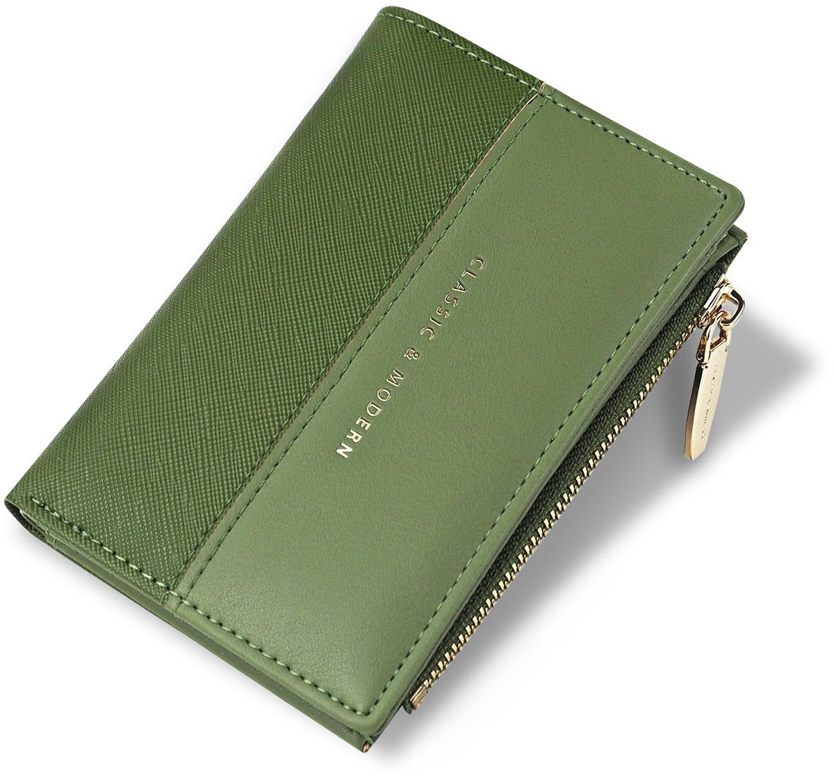 Dailygoods - Andiker Kleine portemonnee voor dames, portemonnee met ritsvak, gesplitste lederen portemonnee voor dames, groen, 12,5*9*2 cm (4,92*3,54*0,79 Zoll), Hedendaags
