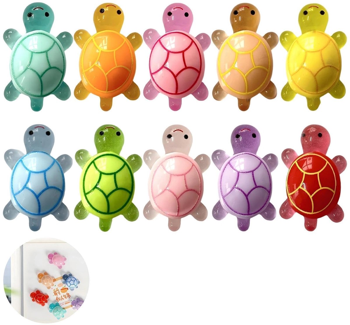 Dailygoods- Lichtgevende Schildpadden - 10 Stuks - Hars Figuren - Tuindecoratie - Micro Landschap - Waterdicht - Veelkleurig