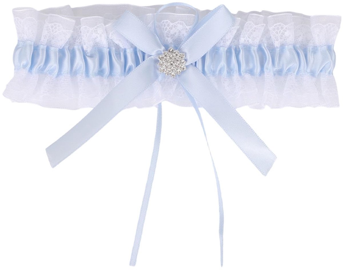 Dailygoods- Kousenband Bruiloft - Blauwe Kanten Kousenband - Rekbare Bruidskousenband - Trouwaccessoires voor Dames - 18-31 cm Omtrek - Delicate Details - Bruidaccessoire