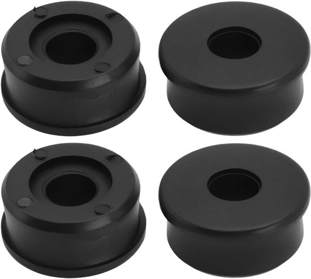 Allecto Plus - Set van 4 stuks 35mm naar 1/2" Reducer Struiken voor Kruiwagens - Zwart Plastic - Wiel Barow Wiel Spacers