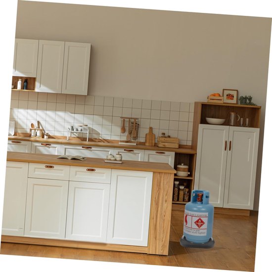 Gastank Bak - Fleshouder - Buiten Koken - Verrijdbaar Ontwerp - 30 x 30 cm - Zwart — afbeelding 2