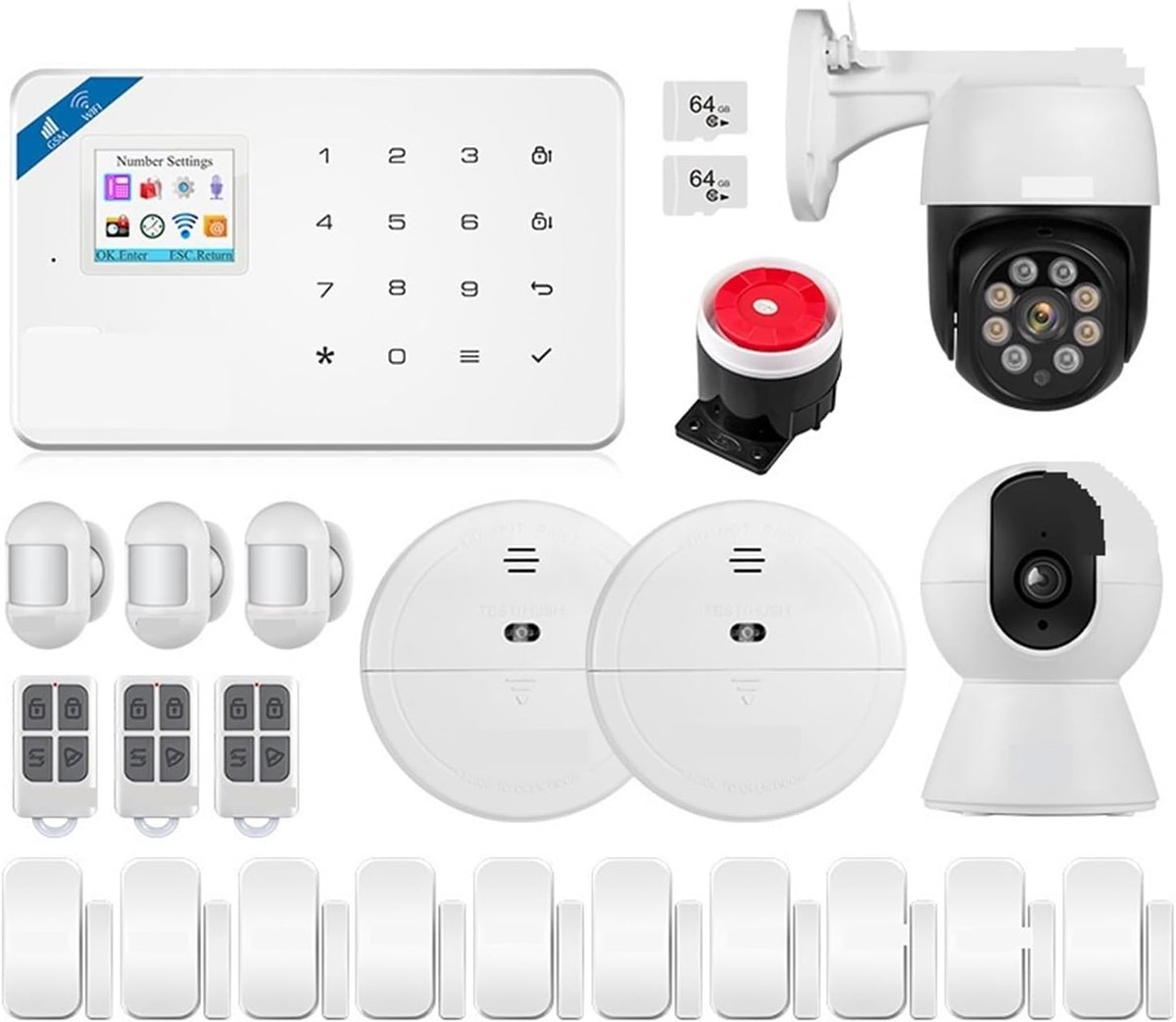 Alarmsysteem Kit - Slimme Beveiliging - Huisbewaking Thuis - App Bediening - 25x15x15cm - Wit