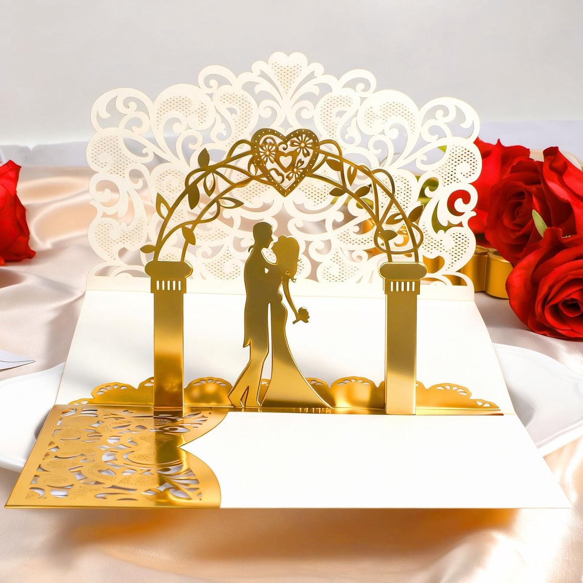 Dailygoods - Romantische 3D Wenskaart voor Bruiloft en Jubileum - Luxe Pop-Up Kaart