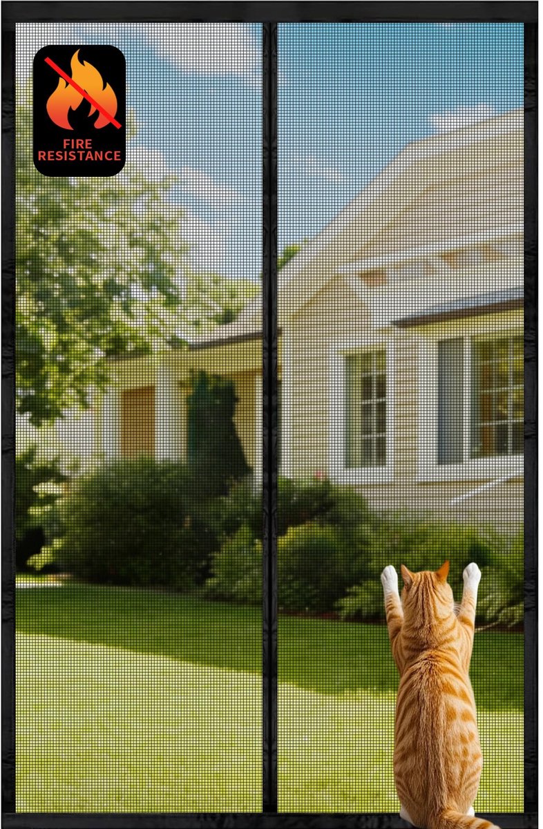 Solidchoice- Vliegengaas Vlamvertragend - Insectenbescherming - Deurgordijn met Magneten - 90 x 210 cm - Glasvezel Materiaal - Zonder Boren - Insectenhor