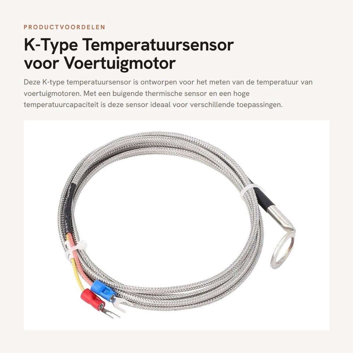 Dailygoods- Temperatuursensor Hoge Precisie - K-Type Sensor - Roestvrij Staal - Geschikt voor Voertuigmotor - Duurzaam Gebruik - Meetbereik 14 mm - Thermoelement