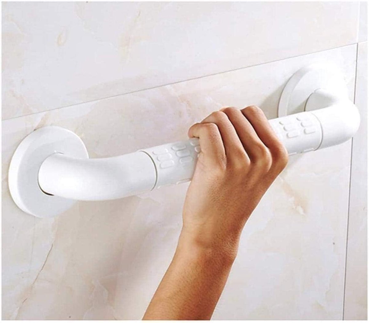 Veiligheidshandgreep Badkamer - Steunbeugel Douche - Veiligheid Thuis - Lichtgevende Ring - 88CM - Wit