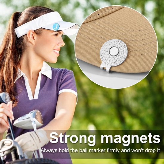 Allecto - Golfbalmarkeringshoedclips - Magnetische Balmarkering - Sterk en Betrouwbaar - Zilver - Golfaccessoires voor Petten en Handschoenen - 6 S... van Allecto — afbeelding 2
