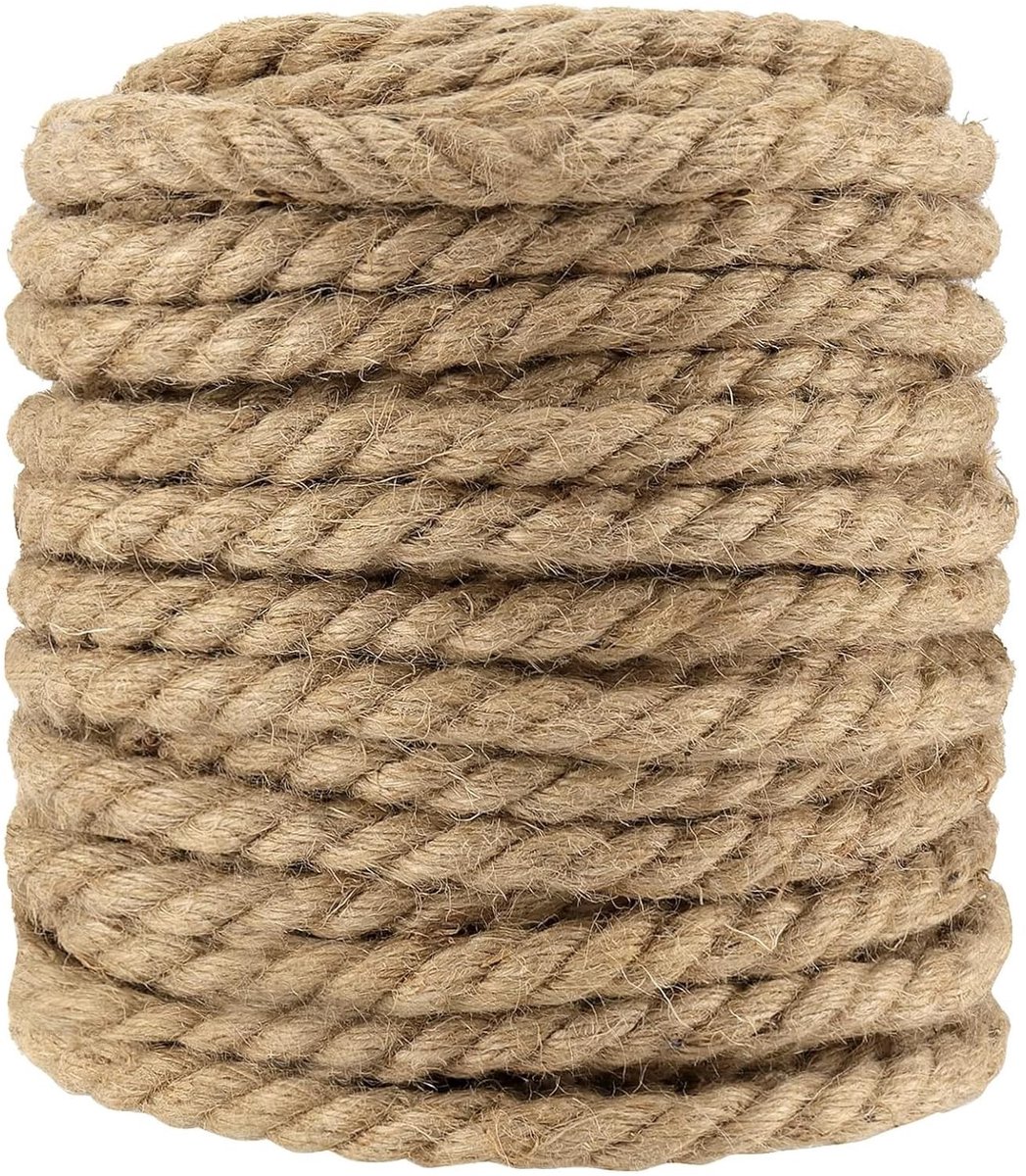 Dailygoods- Jute Touw 10 mm - Gedraaid Natuurlijke Jute - Sterk/Duurzaam - Tuinieren/Kamperen - Decoratie/Bundelen - 50 m Lengte