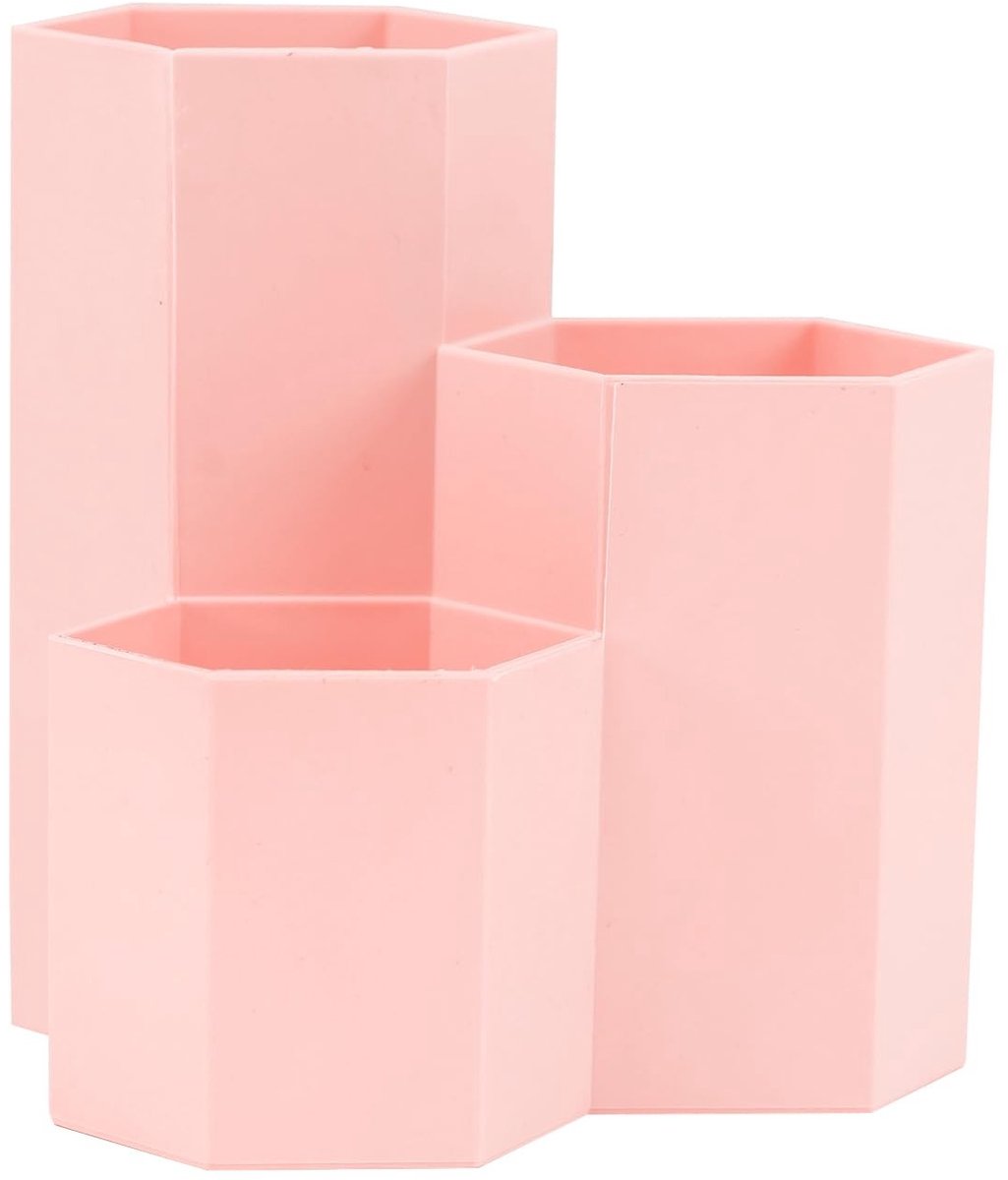 Dailygoods- Pennenhouder Creatief - Bureau Organizer - Multifunctionele Opbergdoos - Make-upborstelhouder - Roze - 12 x 8,5 x 5,5 cm