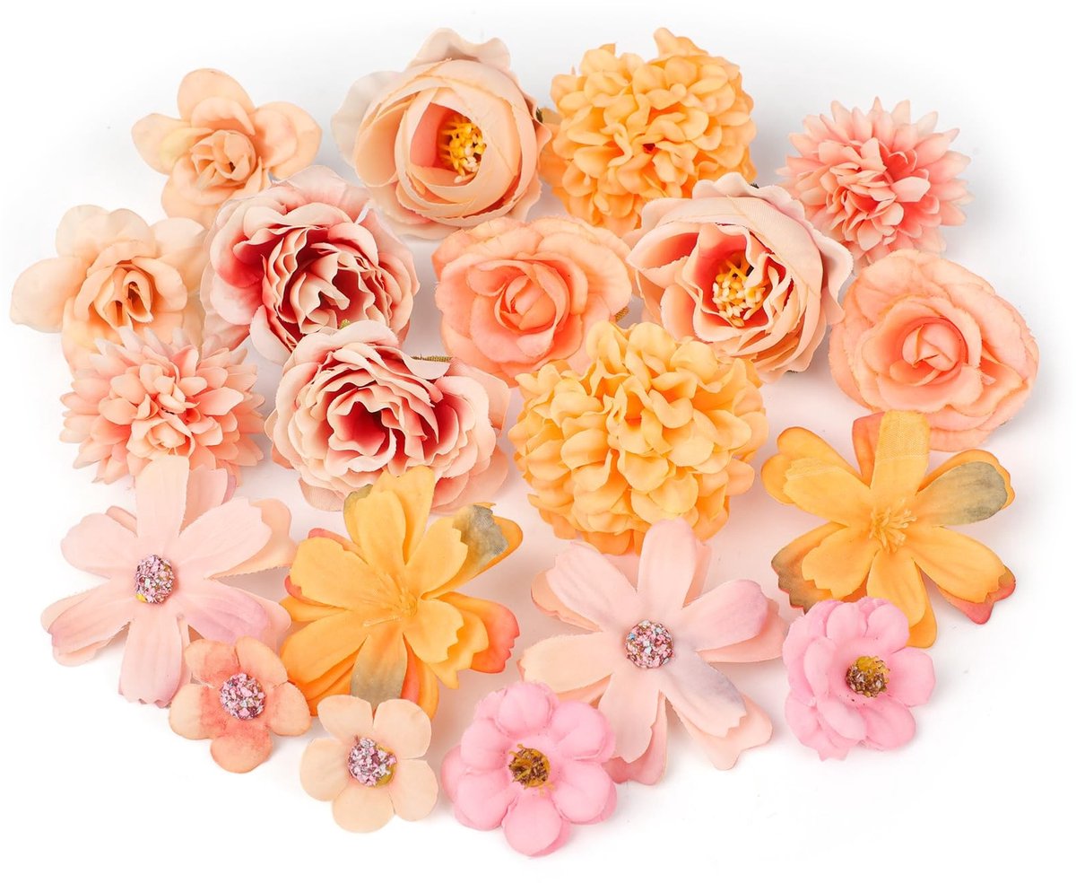 Dailygoods- Kunstmatige Bloemhoofden 20 Stuks - Nepbloemen - Kunstbloemen - Doe-het-zelf Decoratie - Bruiloft/Feest - Herbruikbaar en Levensecht Uiterlijk