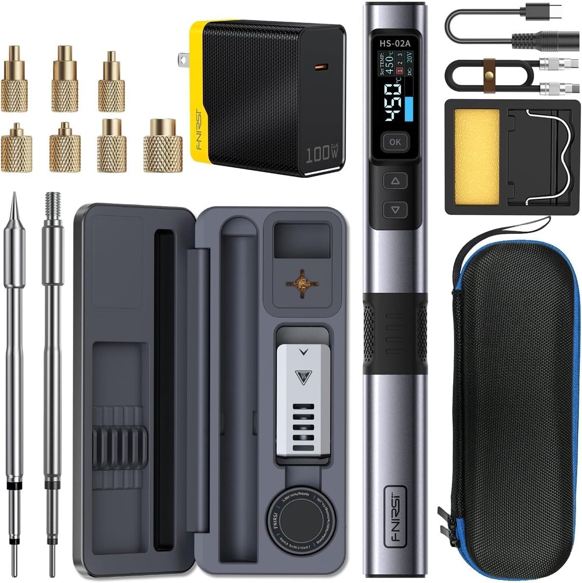 Soldeerbout Set - Hitte Inzet Tool - Elektronische Reparatie - 100W Snel Verwarming - 3 Temperatuur Instellingen - Zwart