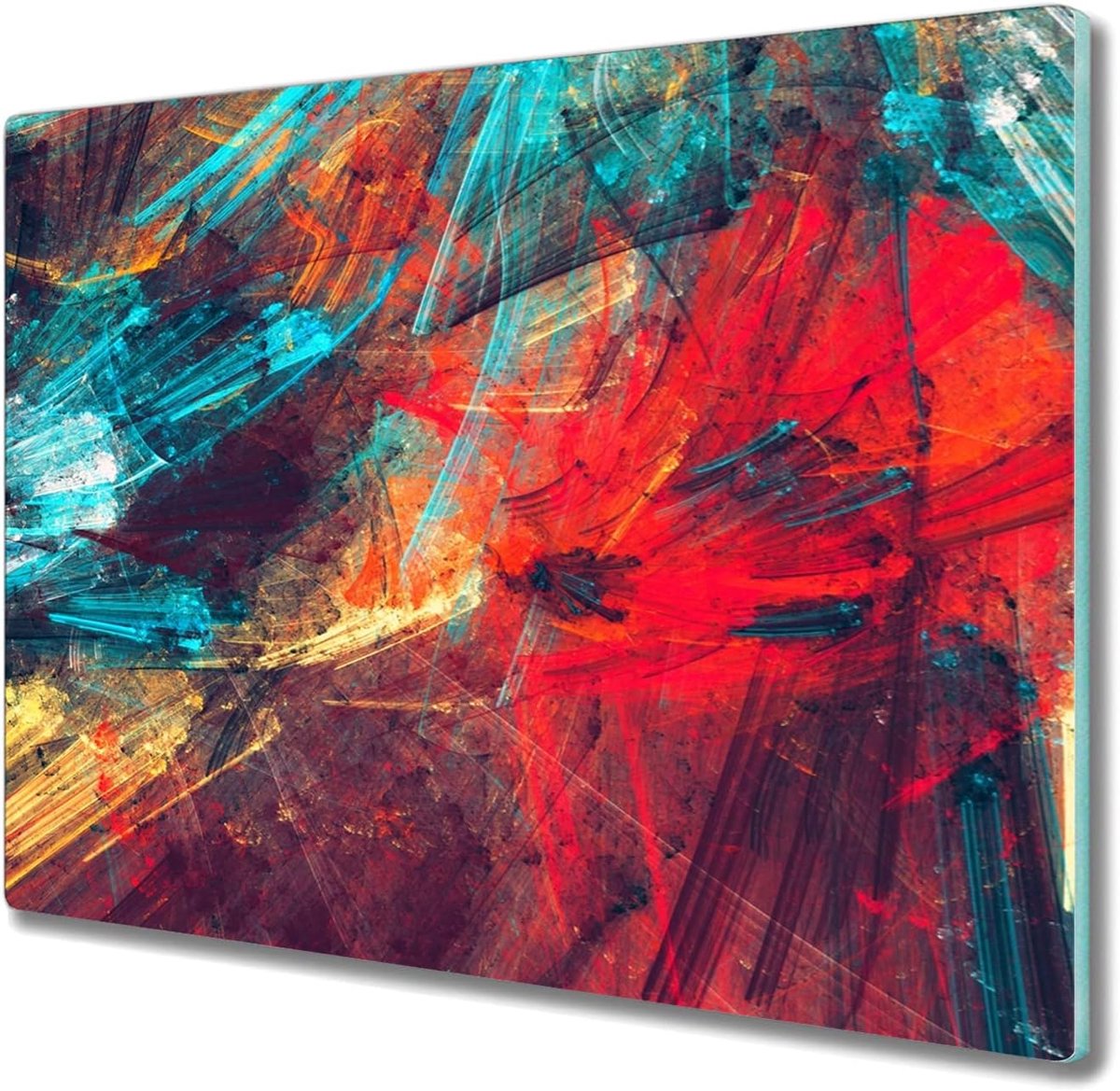 Snijplank Beschermer - Kookplaat Deksel - Keuken Werkblad - Gehard Glas - 60x52 cm - Multicolor