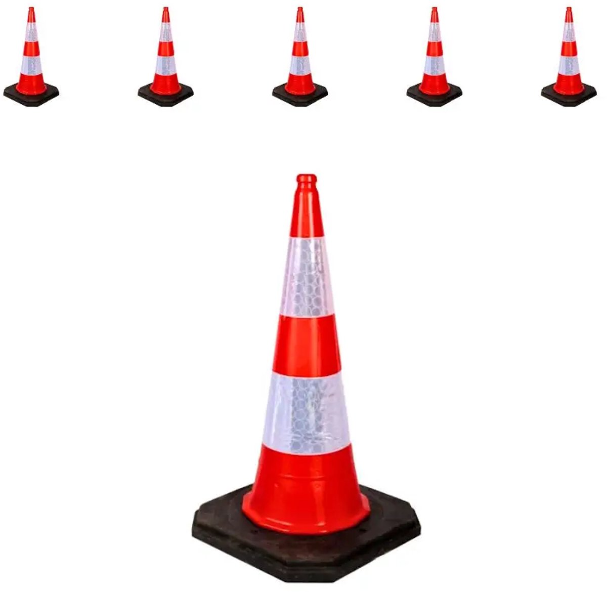 Ri-Traffic verzwaarde verkeerskegel - reflectieklasse 2 | 100 cm | 5 stuks
