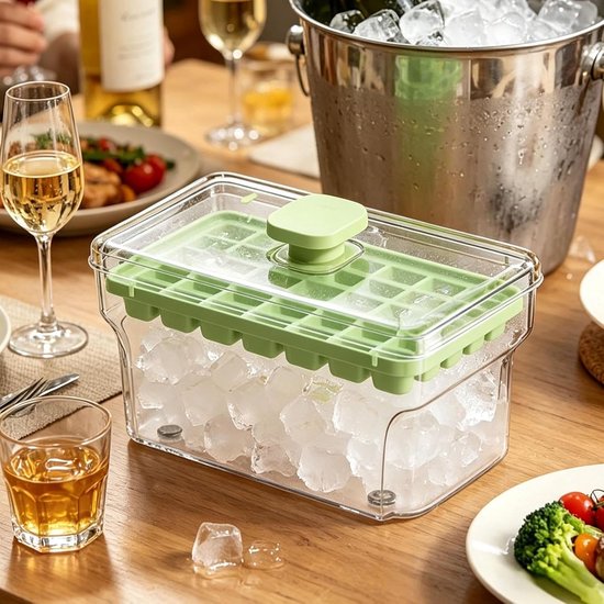 IJsklontjesbakjes - Ijsmaker Bakje - Dranken Koelen - Met Deksel Stapelbaar - 34 Vakjes - Groente — afbeelding 5