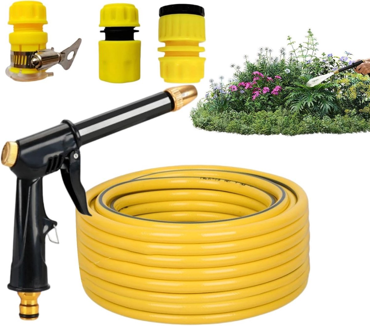 Hogedrukreiniger - Power Washer - Buiten Reinigen - 360 Roterend - 10 Meter Slang - Grijs