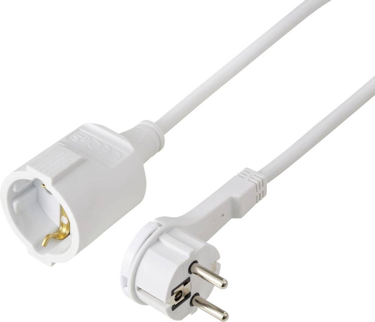 Image of Sygonix SY-7165300 Stroom Verlengkabel 16 A Wit 5.00 m H05VV-F 3G 1,5 mm²