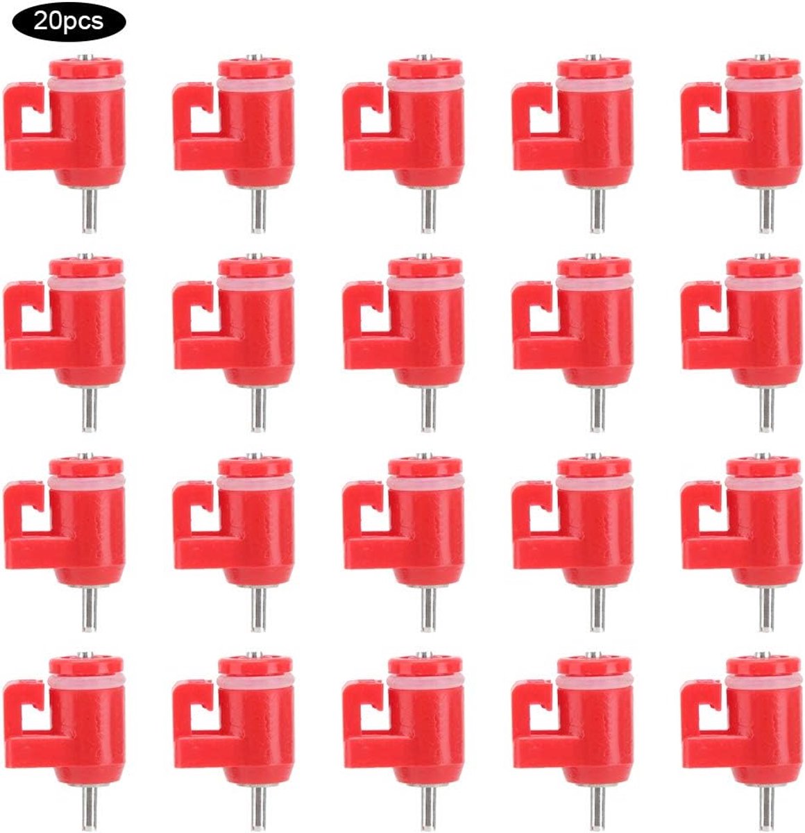 Kip Water Drinknippels - Gevogelte Apparatuur - Automatisch Water Geven - Lekvrij Ontwerp - 20 Stuks - Rood