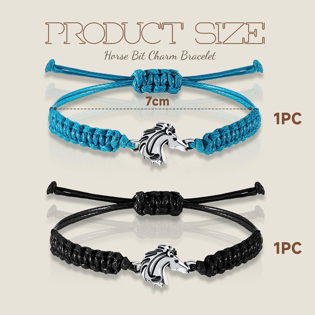 Dailygoods- Paardenarmband verstelbaar - Set van 2 - Paardenhoofdhanger - Duurzaam - Stijlvol - Perfect cadeau-idee - Armband