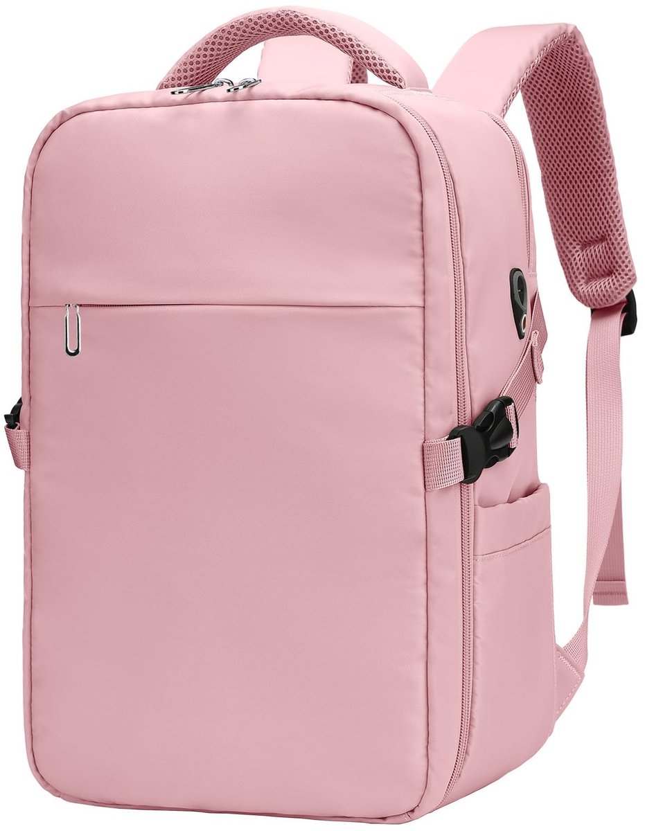 Dailygoods- Reistas Handbagage 40x30x20 - Lichtgewicht Reisrugzak - Antidiefstalvak - Laptopvak 14 Inch - Uniseks - Roze - Rugzak