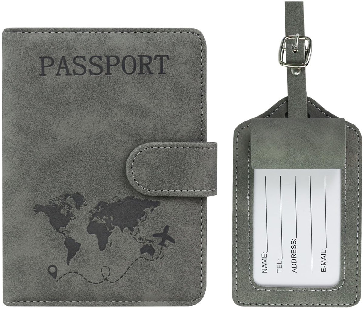 Dailygoods- Paspoorthoes met RFID-blokkering - Kunstleer - ID-kaarthoes - Bagagelabel - Meerdere sleuven - Afmetingen 11,5 cm x 15 cm - Reisdocumenthouder