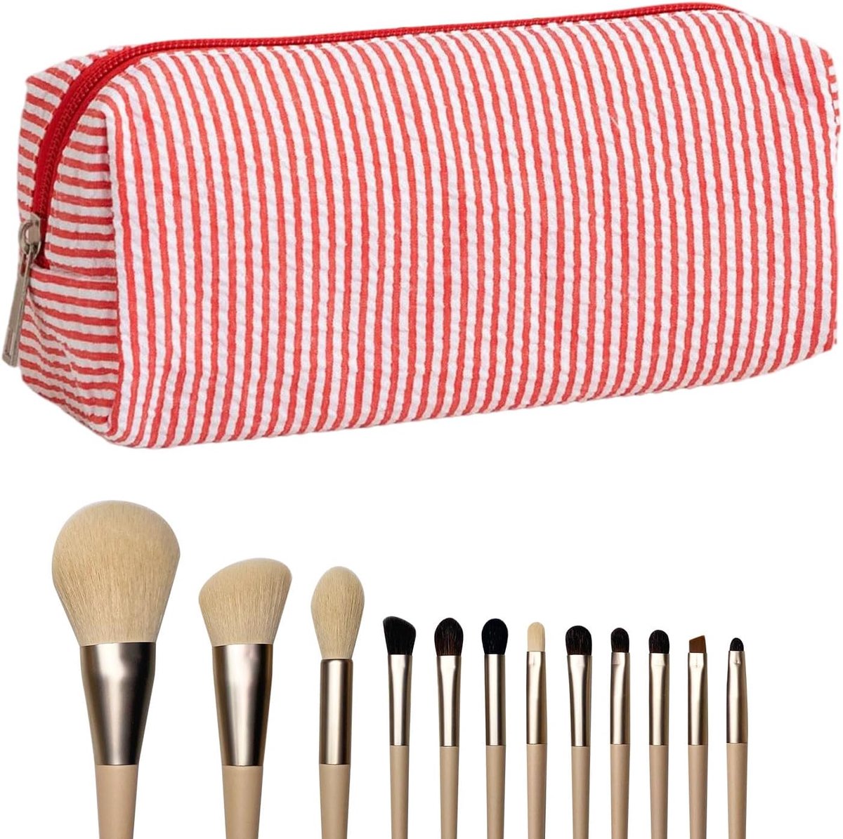 Potloodzakjes Pennenetui - Bureau Organizer - Schoolspullen Opbergen - Krasbestendig Ribfluweel - 21x8x7.5 cm - Rood