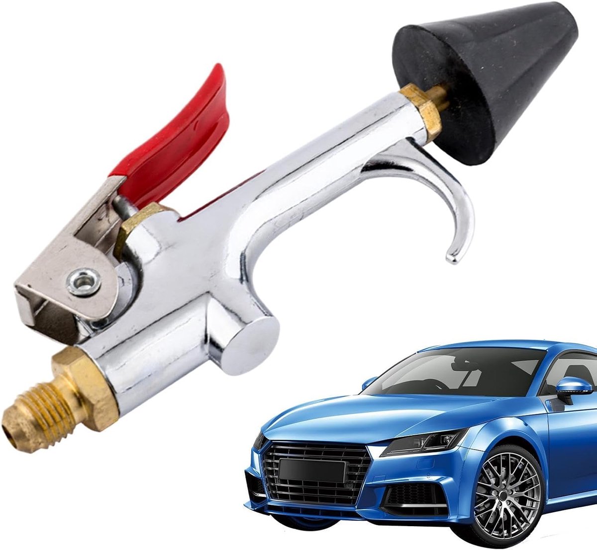 Lucht Compressor Mondstuk - Reinigingsadapter Metaal - Auto Onderhoud - Universele Compatibiliteit - 13 x 7.5 x 4 cm - Zilverkleurig