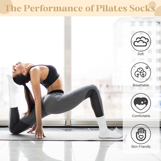 Solidchoice- Pilates Sokken Antislip - 5 Paar - Zacht Katoen - Antislipsokken Dames - Goede Elasticiteit - Ideaal voor Yoga en Fitness - Yogasokken van Solidchoice — afbeelding 2