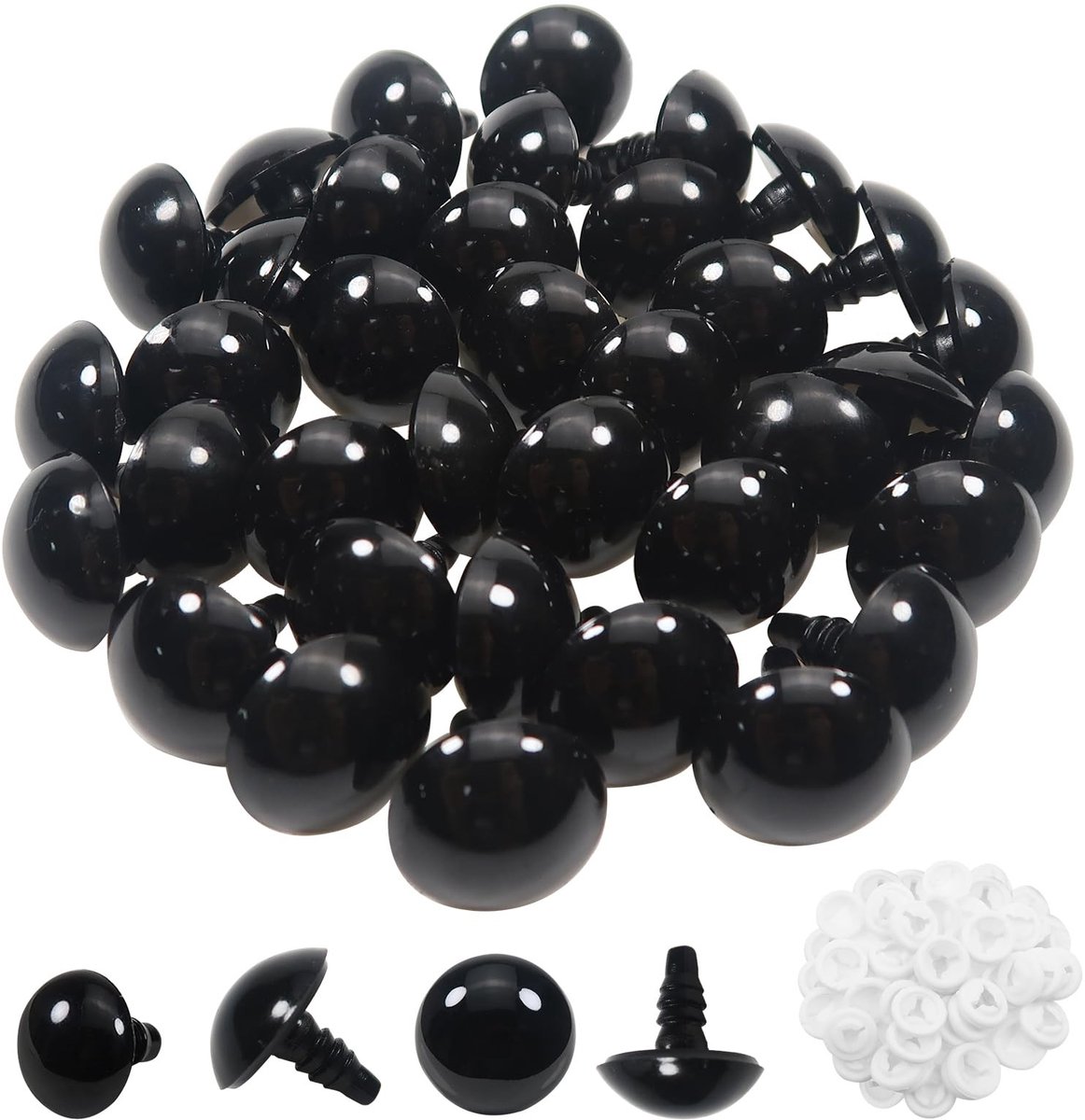 Dailygoods- Veiligheidsogen 20 mm - 40 Stuks - Kunststof Ogen - Sluitringen - Voor Poppenspel - Handwerk - Pluche Dieren - Poppenogen