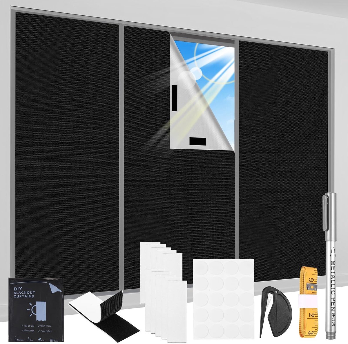 Dailygoods- Raamverduisteringsfolie 200x145 cm - 100% Lichtdicht - Verduisteringsdoek - Zonwering Binnen - Warmtebescherming - Complete Verduistering - Verduisteringsgordijn