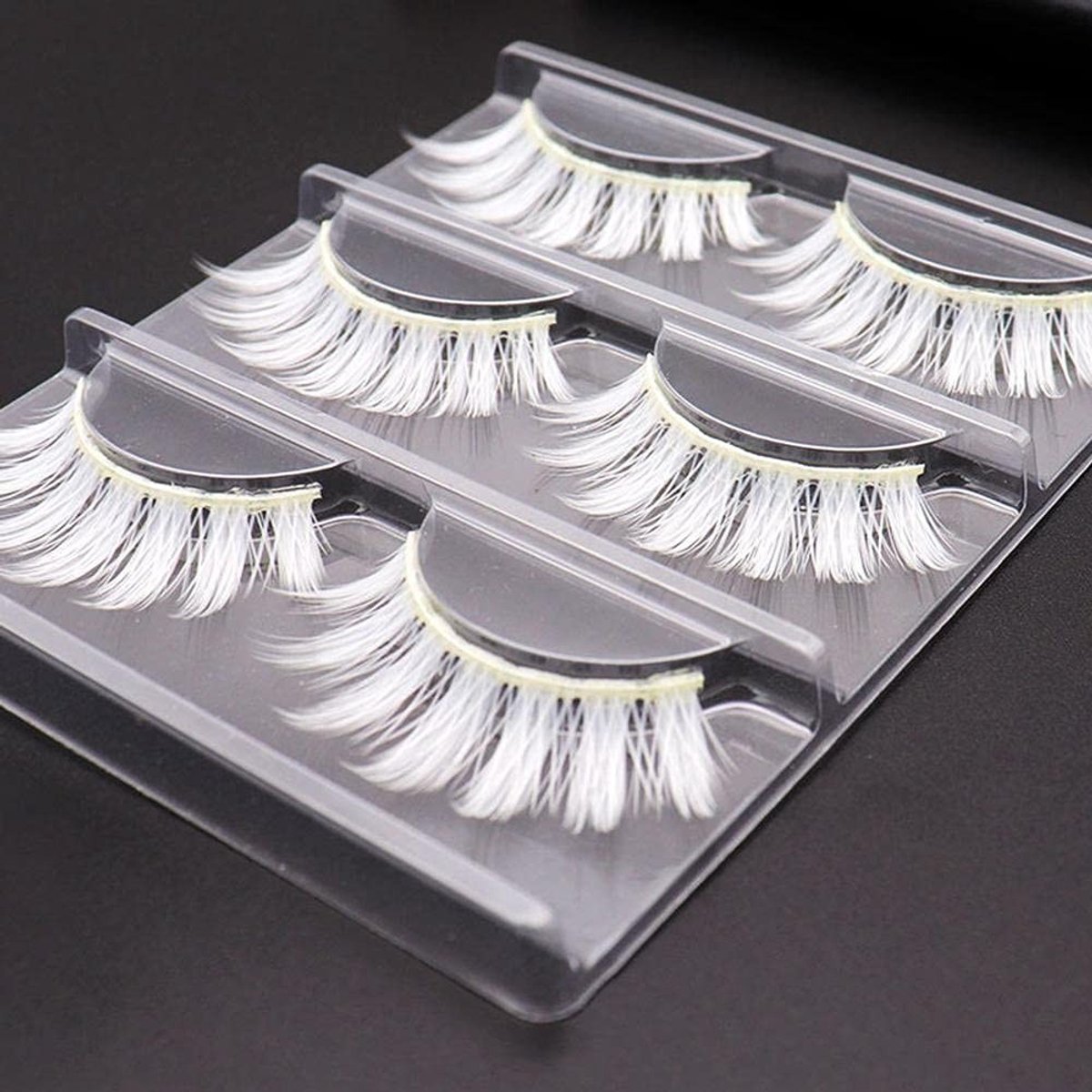 Dailygoods- Valse Wimpers Wit - Lange/Krullende Wimpers - Cosplay Make-up - Lichtgewicht Vezels - Eenvoudige Toepassing - 1/3 Paar - Nep Wimpers
