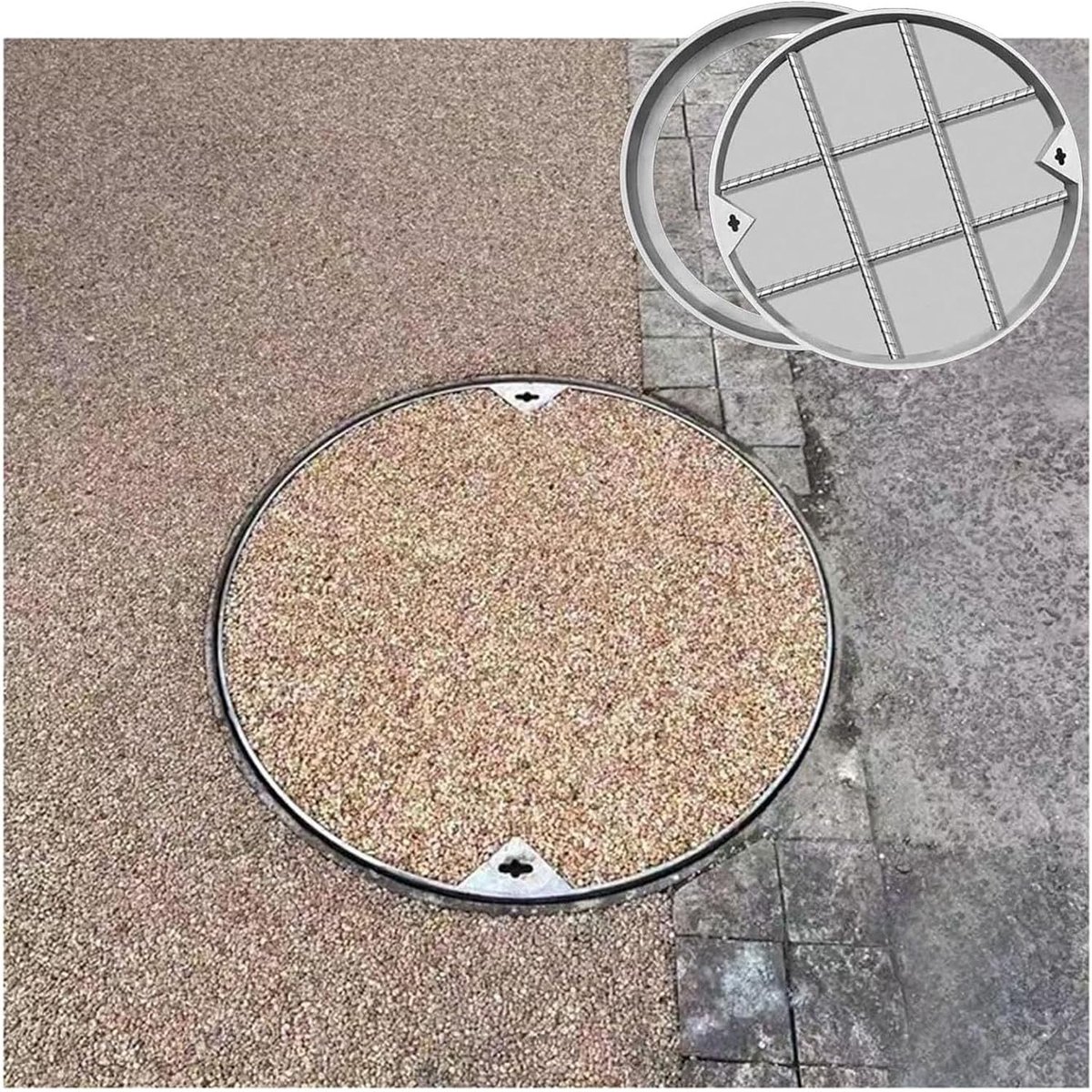 Putdeksel Frame - Ronde Roestvrijstaal - Afdekking Drainage - Versterkt Laadvermogen - 30 cm Diameter - Zilverkleurig