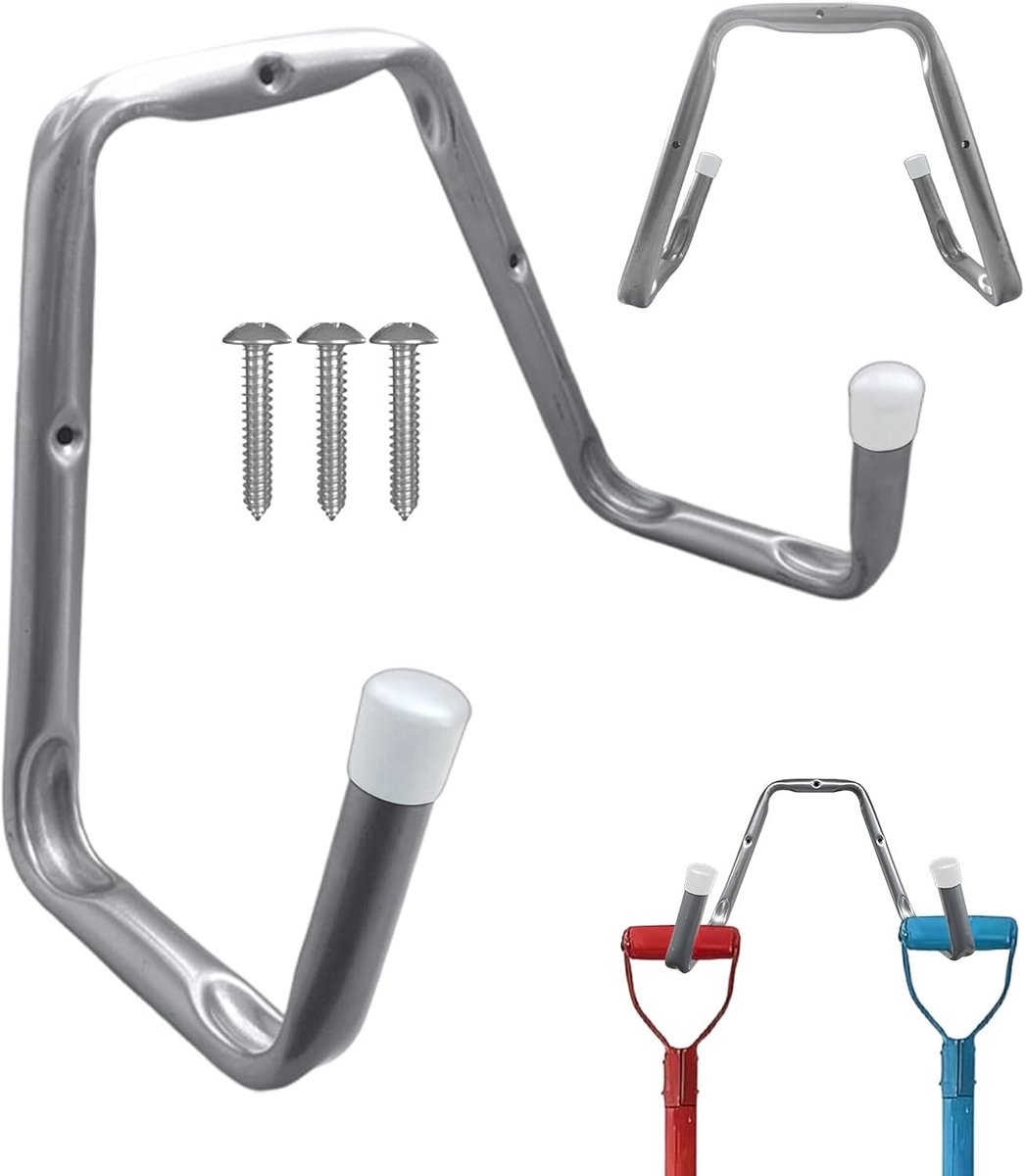 Ladderhaak Wandmontage - Slanghouder Garage - Opbergen Gereedschap - Robuuste Staalconstructie - 33.7 cm Lengte - Zwart
