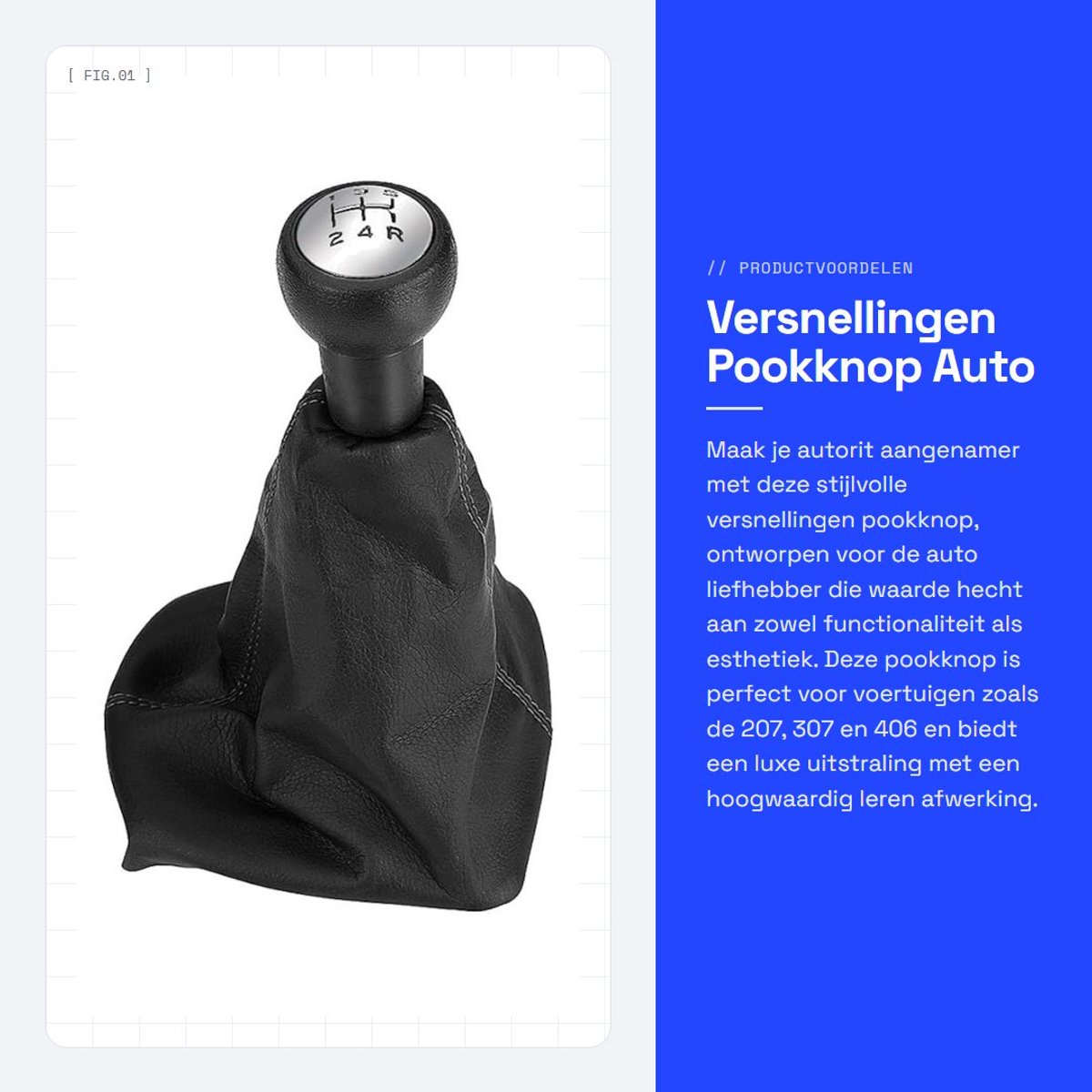 Dailygoods- Pookknop 5 Versnellingen - Versnellingspook Hoes - Pookknop Universeel - Hoogwaardig Leer - Duurzaam - Eenvoudig te Installeren
