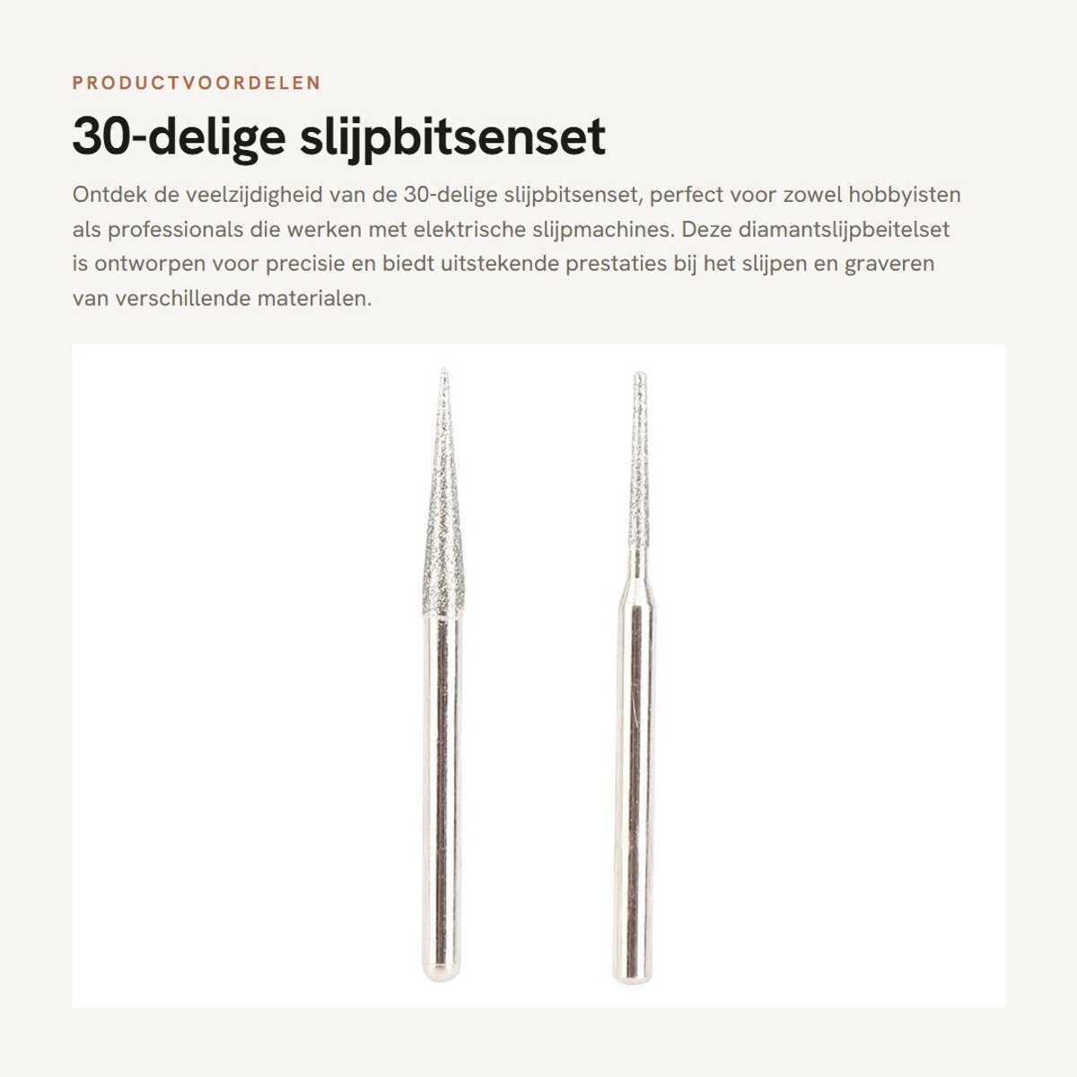 Allecto - 30-delige slijpbitsenset - diamantslijpbeitelset - 150 Grit