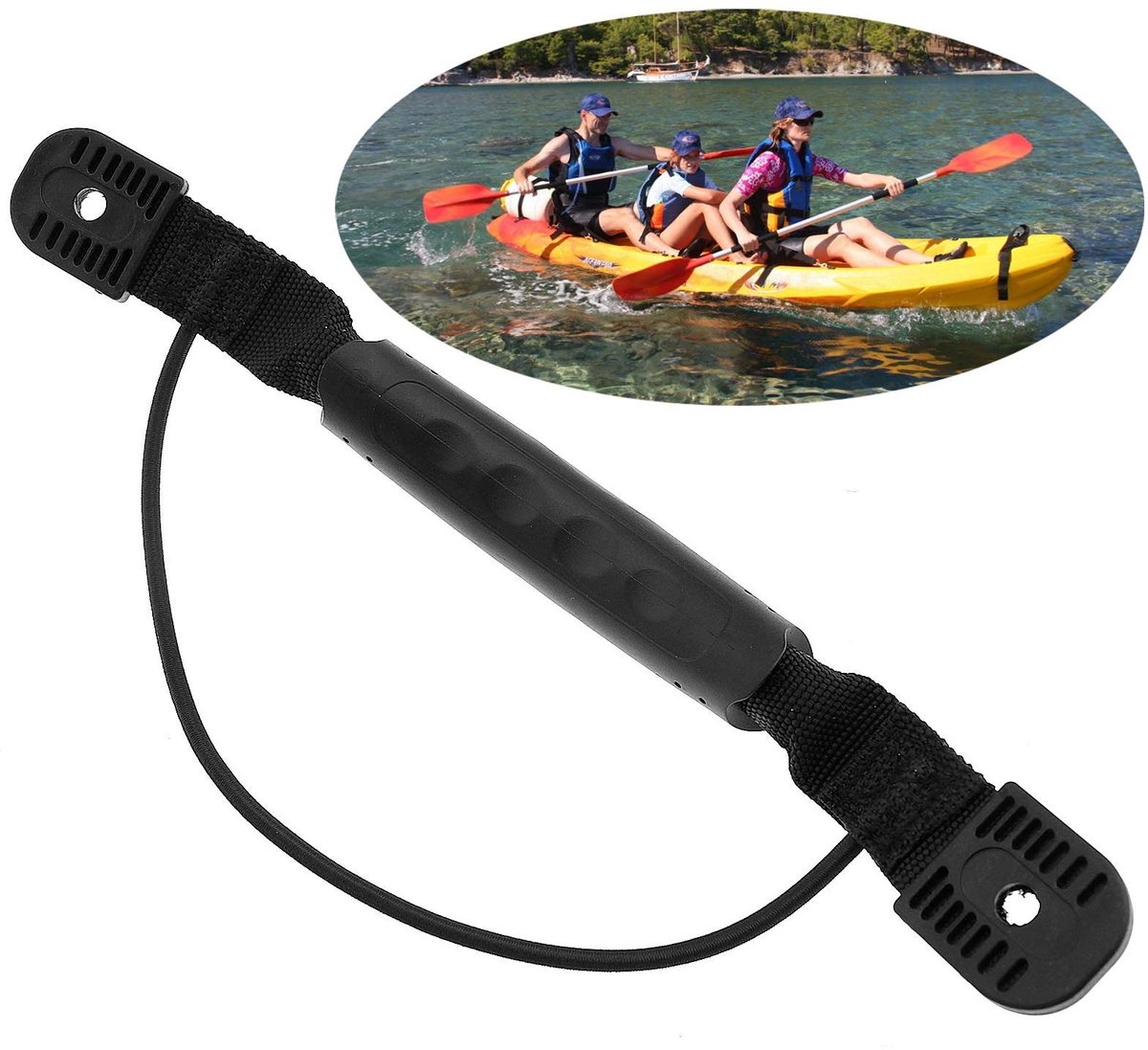 Dailygoods- Kayak Handvat Slijtvaste Rubber/Nylon - 2x Enkel Gat - 4x Schroef/Moer - 25 cm Lengte - Eenvoudig te Installeren - Ergonomisch Ontwerp - Kajakgreep