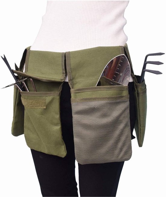 Dailygoods- Opbergtas Tuingereedschap - Canvas Tas - Gereedschapsriem - 4 Zakken - Verstelbare Heupband - Stevige Bevestigingsband - Tuingereedschap Riem van Dailygoods — afbeelding 2