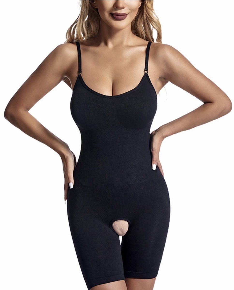 Somstyle Corrigerende Body - Maat XL - Naadloos - Bodysuit met Open Kruis Dames - Corrigerend Ondergoed Vrouwen - Zwart