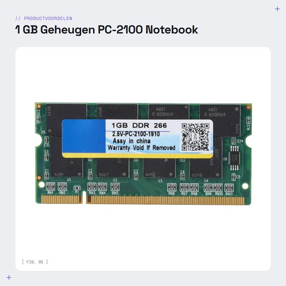 Dailygoods- DDR Geheugen 1 GB 266 MHz - PC-2100 - 200-pins - Notebook - Compatibel - 2,5 V - Laptopgeheugen