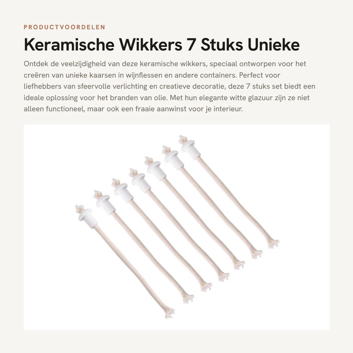 Dailygoods- Kaarslont 7 Stuks - Keramische Lonthouders - Hittebestendig - Katoenen Lont -